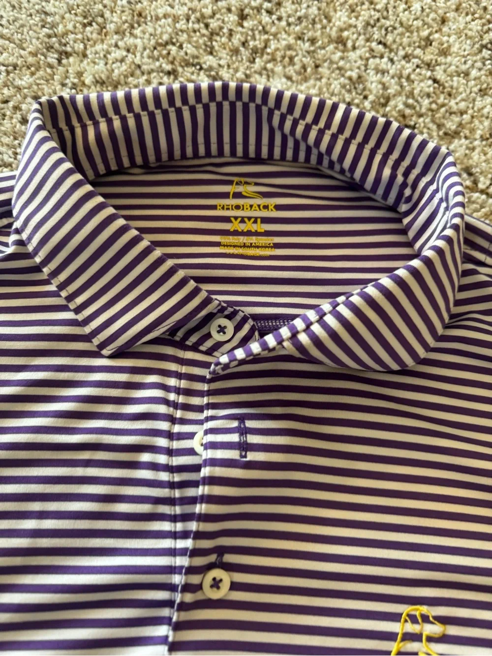 Rhoback Men's Striped Polo Shirt in Purple and White